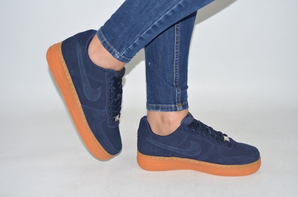 Кросівки підліткові унісекс NIKE 1526-2 (репліка) сині замша, останній 37 розмір
