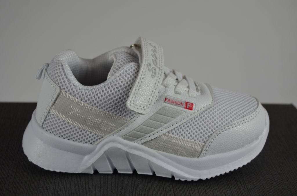 Кросівки дитячі шнурок + липучка текстиль білі Djong-golf 2428-7