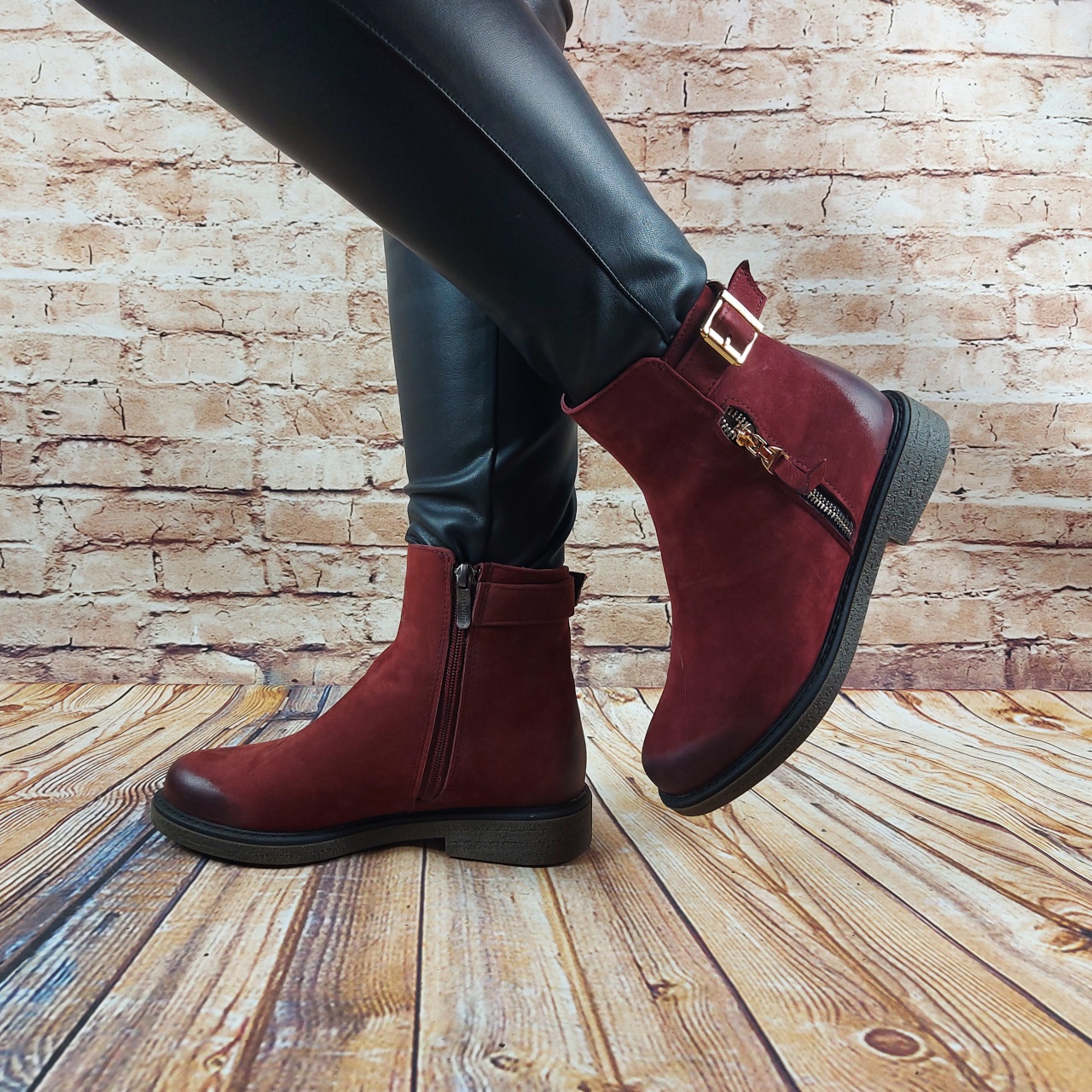 Черевики жіночі зимові Leader Style 2558 бордові замша