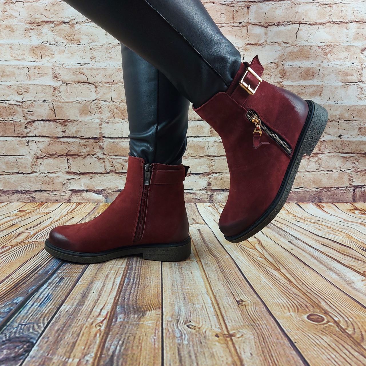 Черевики жіночі зимові Leader Style 2558 бордові замша