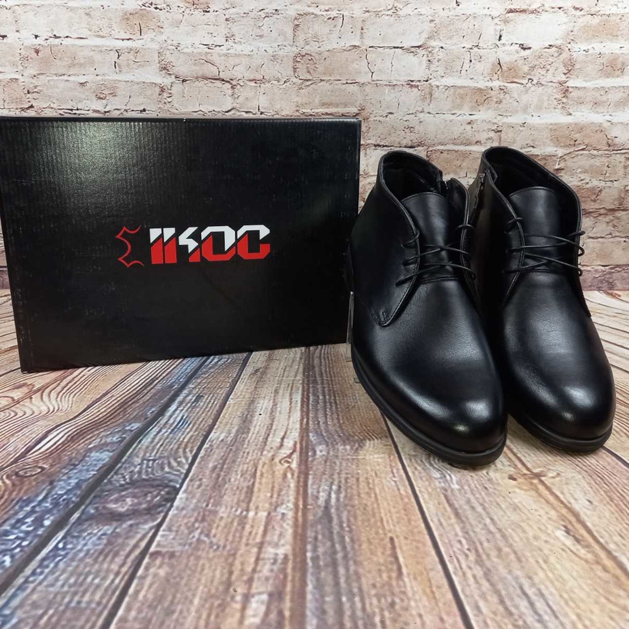 Черевики чоловічі демісезонні IKOS 2703-1 чорні шкіра, останній 40 розмір