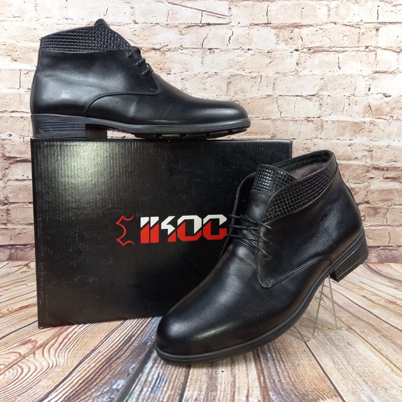 Черевики чоловічі зимові IKOS 2773-1 чорні шкіра, розміри 40,42