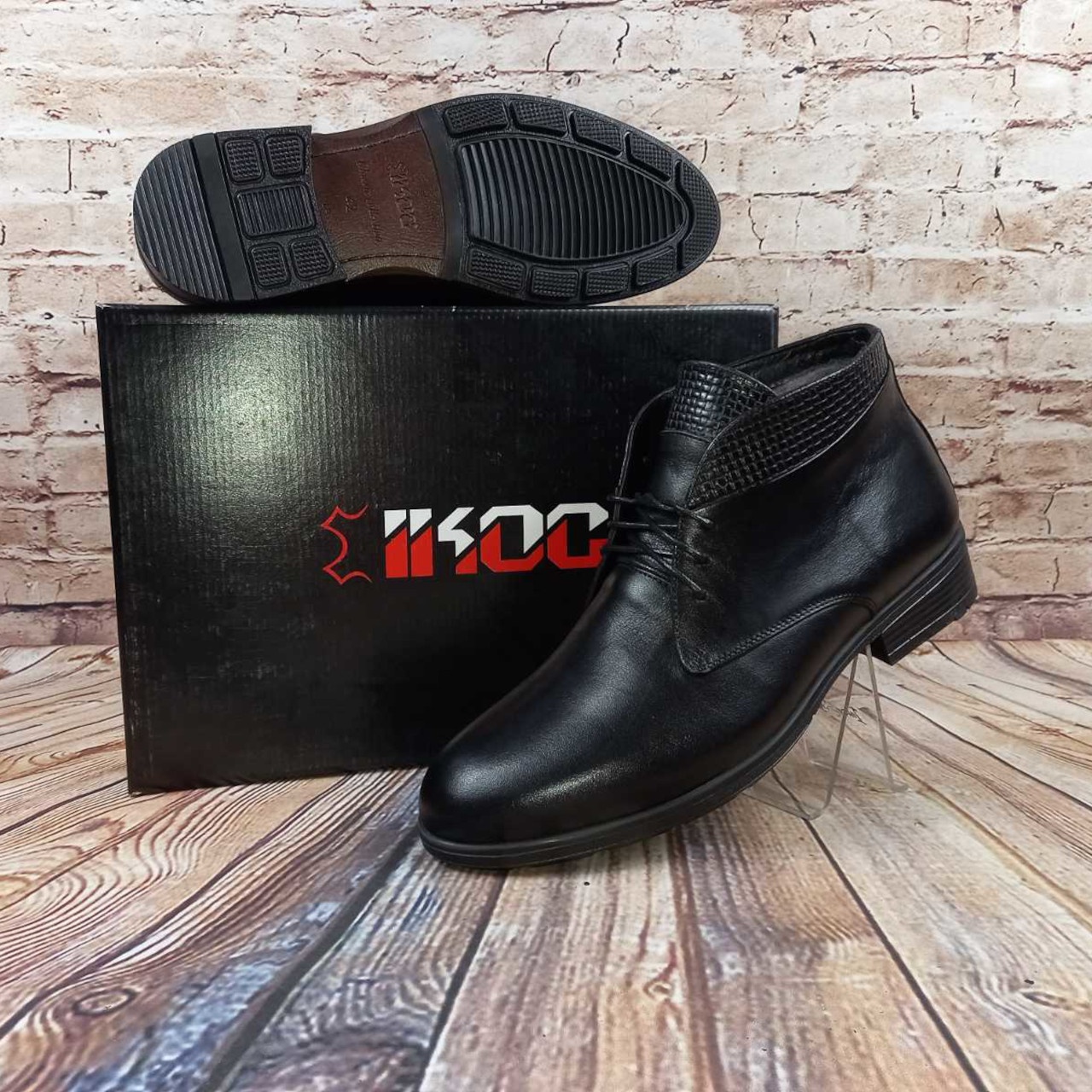 Черевики чоловічі зимові IKOS 2773-1 чорні шкіра, розміри 40,42