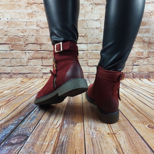 Черевики жіночі зимові Leader Style 2558 бордові замша