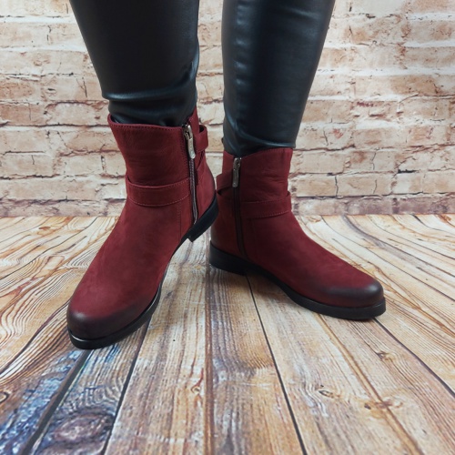 Черевики жіночі зимові Leader Style 2559-1 бордові замша низький хід