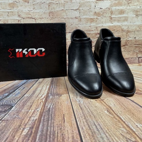 Черевики чоловічі демісезонні IKOS 2636-1 чорні шкіра , останній 45 розмір