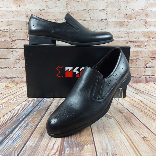 Туфли мужские Ikos 3298-1 чёрные кожа на резинках
