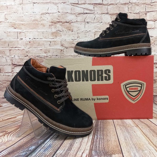 Ботинки подростковые зимние Konors 368-3-3-19 чёрные нубук