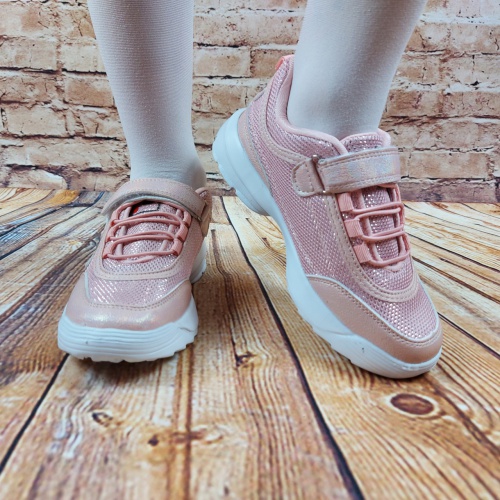 Кросівки дитячі гумка + липучка текстиль + ПВХ рожеві Djong-golf 5545-28