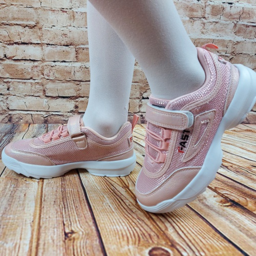 Кросівки дитячі гумка + липучка текстиль + ПВХ рожеві Djong-golf 5545-28