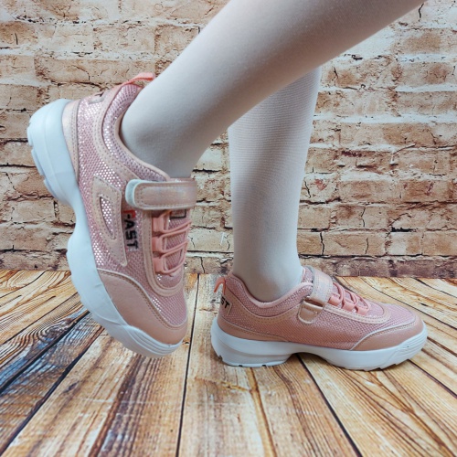 Кросівки дитячі гумка + липучка текстиль + ПВХ рожеві Djong-golf 5545-28